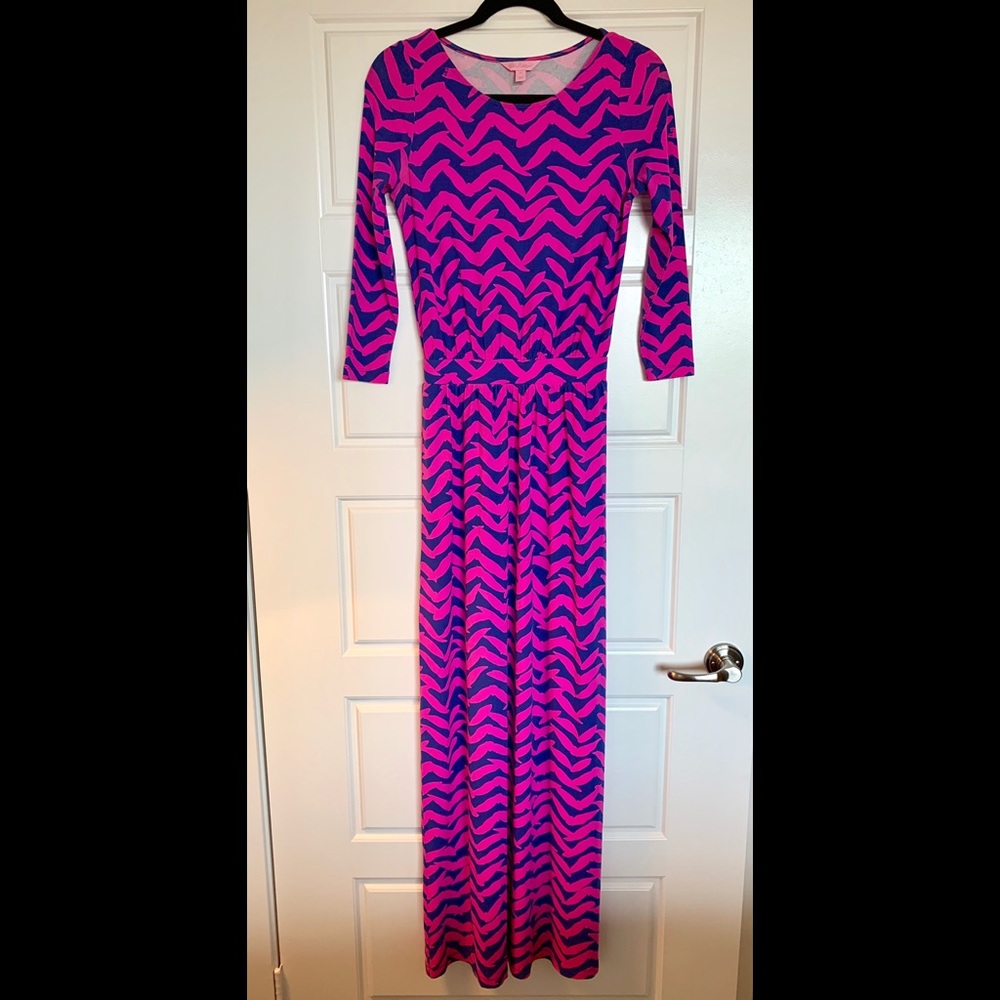 Lilly Pulitzer Blue and Pink Maxi Dress